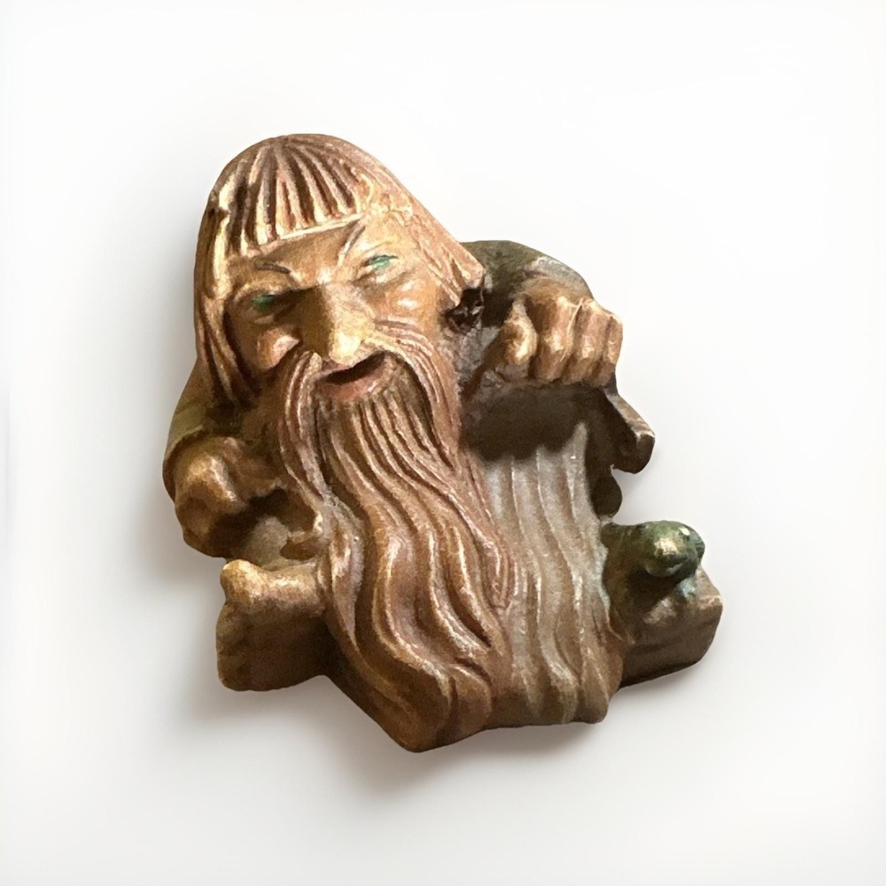 Vintage ANRI Little Folks Salvans Hand Carved Wood Figurine Bearded Man Italy